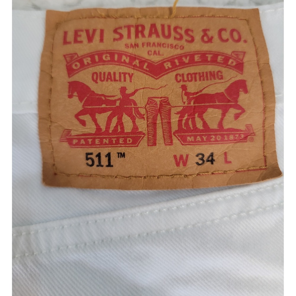 Levi's 511 White Cut-Off Distressed Shorts Mens Size 34x11 White Denim - Picture 3 of 8